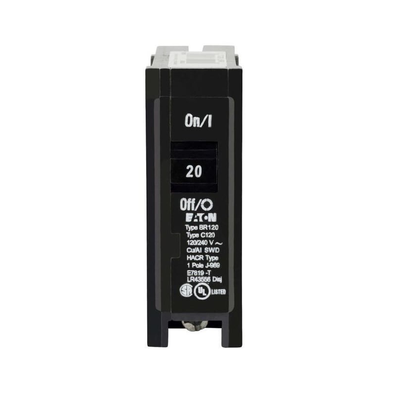 Breaker 20A 1P 120/240V 10 kAIC By Eaton BR120