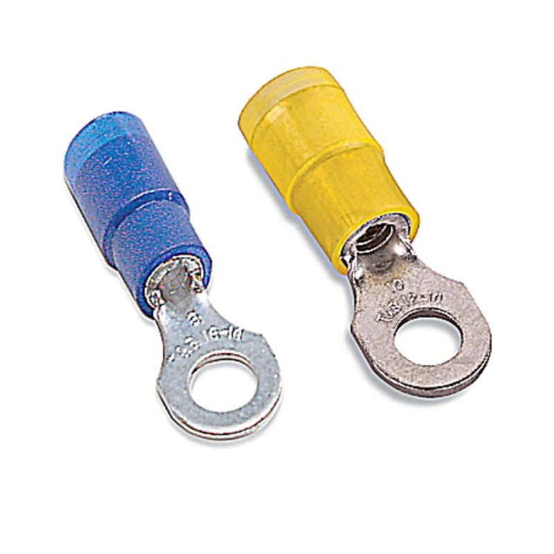 Ring Terminal Nylon Insulated 12 to 10 AWG #8 Stud By Thomas & Betts RC10-8