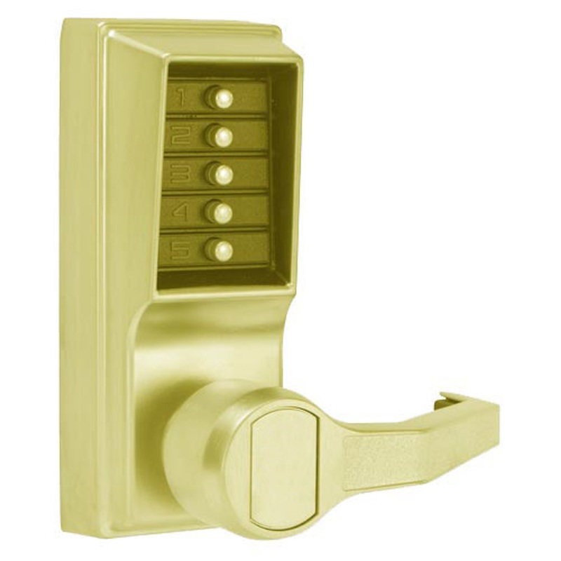Simplex LL1012-03-41 Pushbutton Lever Lock with no Key Override in Bright Brass – KAL DOOR HARDWARE