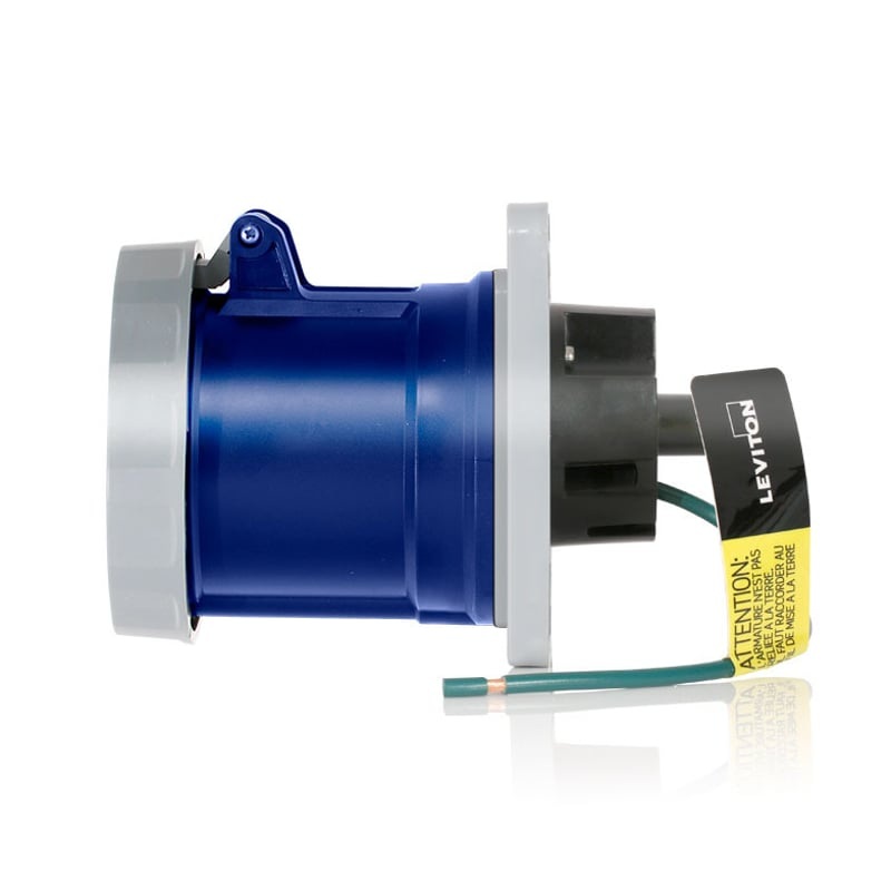 100A LEV Series IEC Pin & Sleeve Receptacle Blue By Leviton 5100R9WLEV