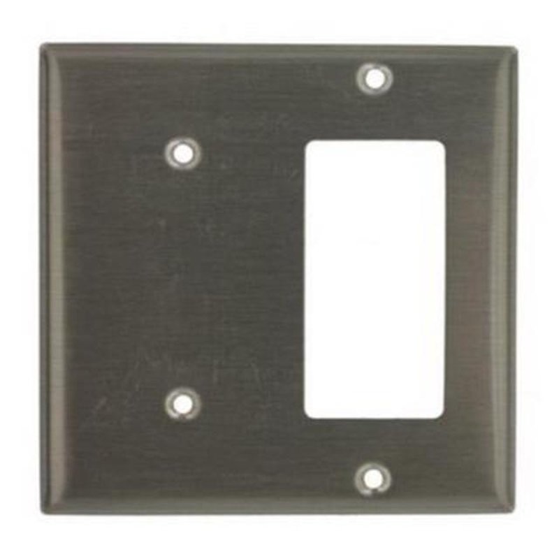 Comb. Wallplate 2-Gang Blank/Decora 302 Stainless Steel By Leviton S1426-N