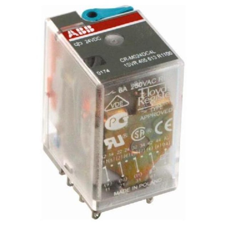 General Purpose Relay 8 Blade DPDT 120V AC Uses 14 Blade Socket By ABB 1SVR 405 611 R7100