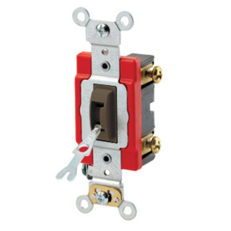 Single-Pole Locking Toggle Switch 20A 120/277V Brown By Leviton 1221-2L