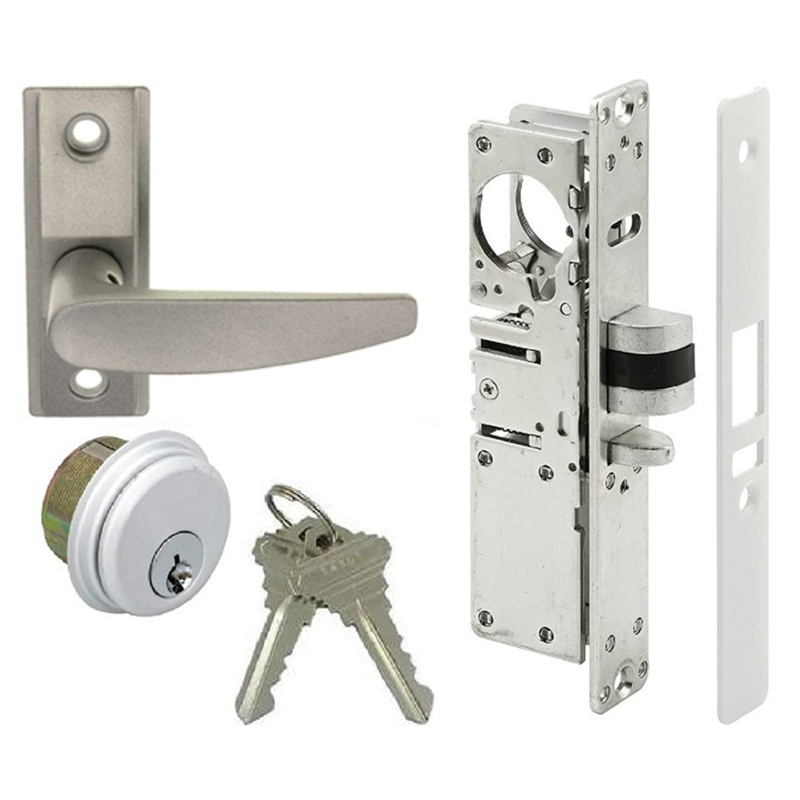 Storefront BRONZE Finish Mortise Deadlatch Lock Lever Handle Latch and Key Cylinder Kit