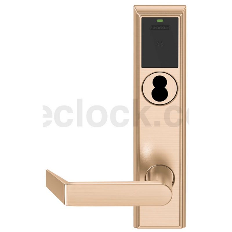 Schlage Electronics LEMS-ADD J 06 612 RH Grade 2 Schlage ENGAGE Series Wireless Mortise Lock 125kHz Proximity Reader Schlage FSIC Prep Less Core Mobile Enabled LED indicator 06 Lever Addison Trim Satin Bronze Clear Coated Finish Right Hand