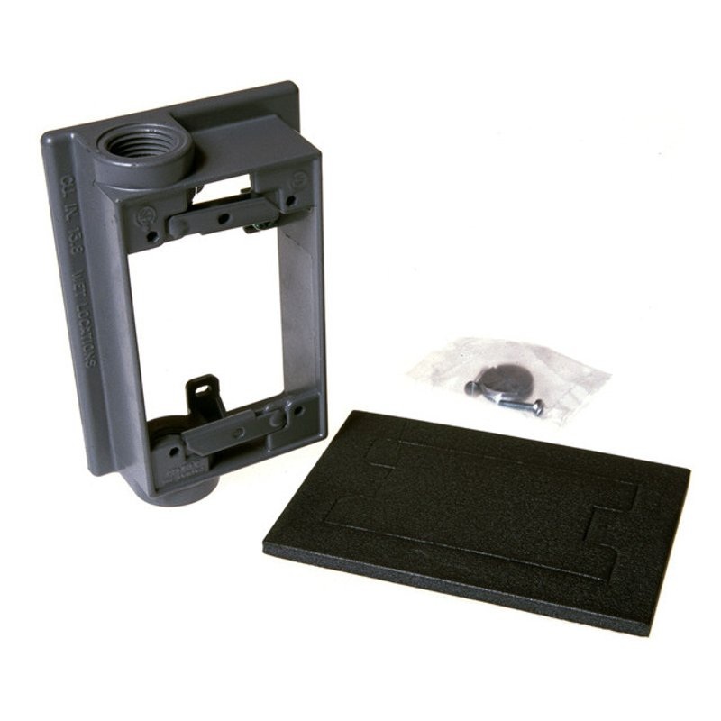 Weatherproof Box Extension 1 Gang (2) 3/4 Outlets 1-1/2 Deep Aluminum Die Cast By Hubbell-Raco 5413-0
