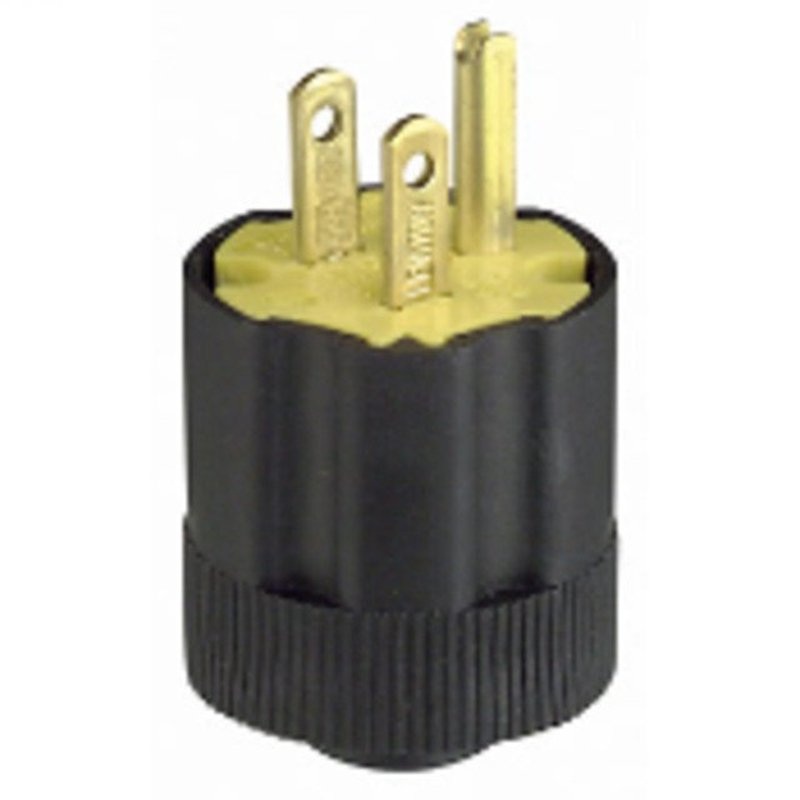 15 Amp Plug 125V 5-15P Rubber Black Residential Grade By Leviton 113