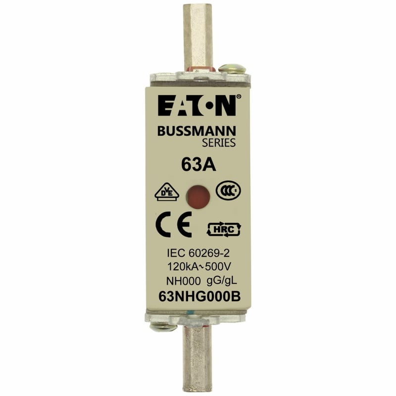 NH FUSE 63AMP 500V SIZE 000 GG MGL By Eaton/Bussmann Series 63NHG000B