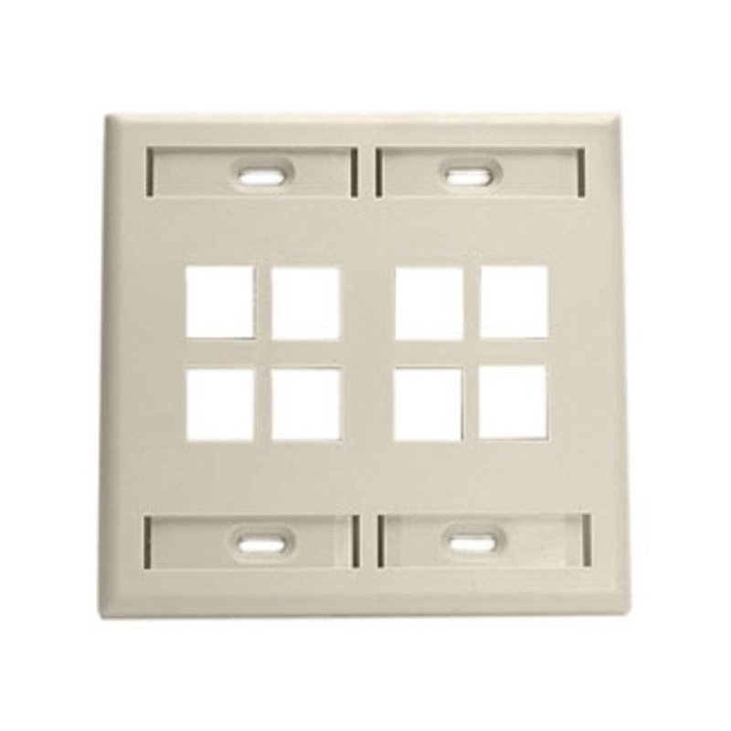 Wallplate QuickPort 2-Gang 8-Port ID Windows Ivory By Leviton 42080-8IP