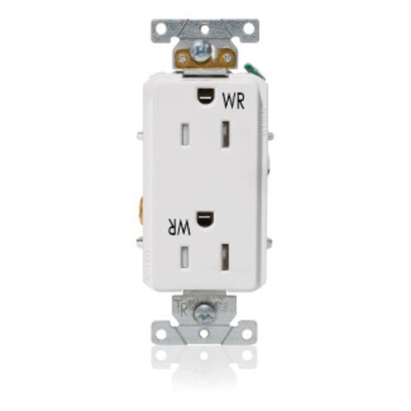 15A TR/WR Industrial Grade Decora Receptacle 5-15R White By Leviton WTD15-W