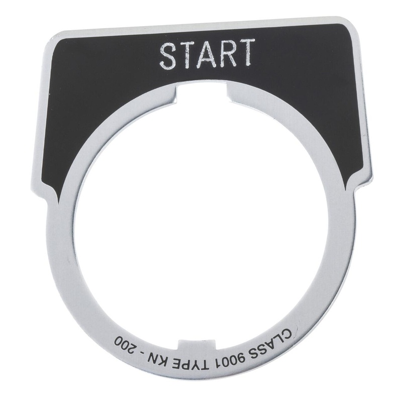 Legend Plate 30mm Half Round Gray/Black Text START By Square D 9001KN201