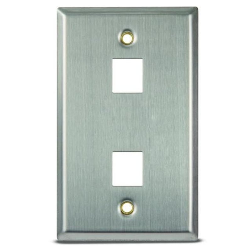 Wallplate QuickPort 1-Gang 2-Port Stainless Steel By Leviton 43080-1S2