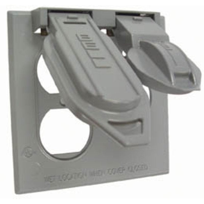 Weatherproof Cover 2-Gang (1) Duplex (1) Single Receptacle By Hubbell – Electrical 5160-0