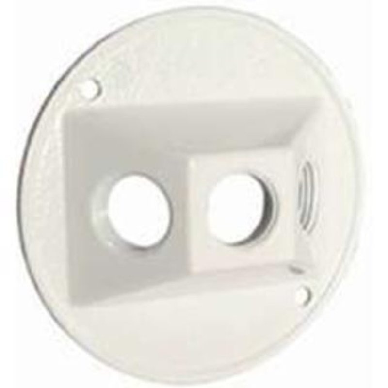 Weatherproof Cover Round (3) 1/2 Outlet 4.125 Diameter Die-Cast Aluminum White By Hubbell-Raco 5197-1