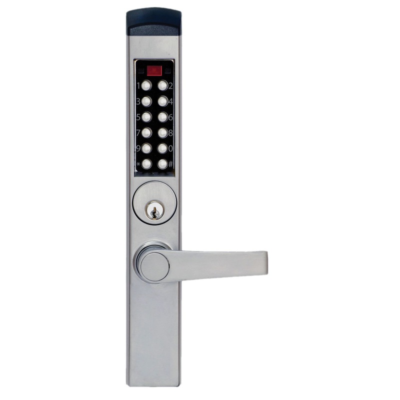 KABA Simplex / Eplex Kaba E-Plex E3765MSNL-626-41 Lever Electronic Push Button and PROXIMITY Card Reader Lock Narrow Stile (Schlage C Keyway) in Satin Chrome Finish. – KAL DOOR HARDWARE