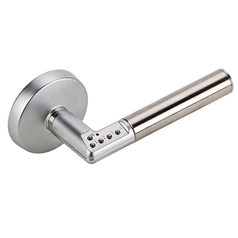 MUL-T-LOCK INC LCK-CODE-IT-U4RH-26 Electronic Security Digital Lever Handle Dual Mode Right Handed 2-3/4 Backset Satin Chrome