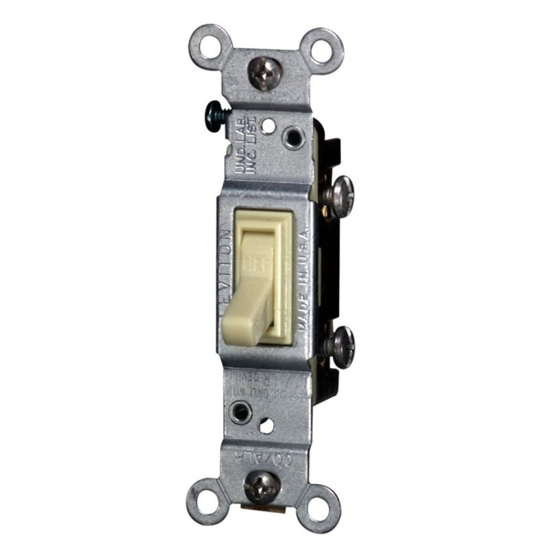 Single-Pole Toggle Switch 15A 120VAC Ivory Residential CO/ALR By Leviton 2651-2I