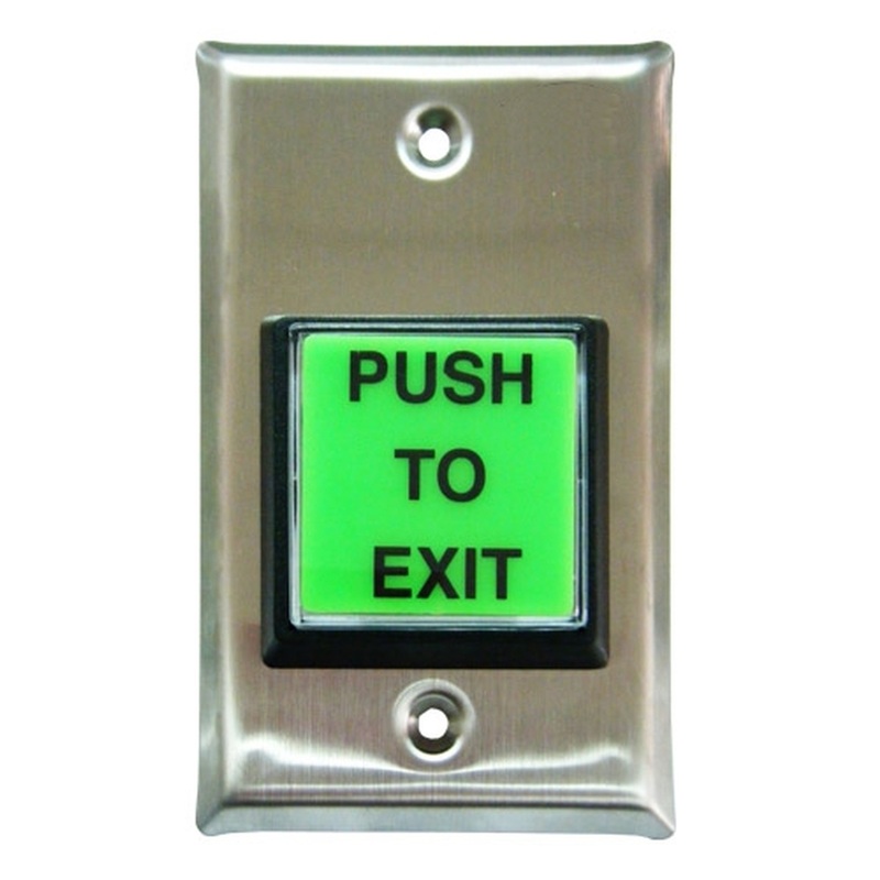 Dortronics 5215-SPBxLxE1 Illuminated Square Green Push Button w/ Bicolor LED (Push To Exit)