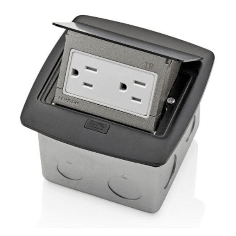 Pop-Up Floor Box with Tamper-Resistant Outlet By Leviton PFTR1-MB