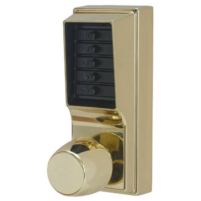Simplex 1031-03-41 Pushbutton Cylindrical Lock with Knob Combination Entry Passage and no Key-Override in Bright Brass – KAL DOOR HARDWARE
