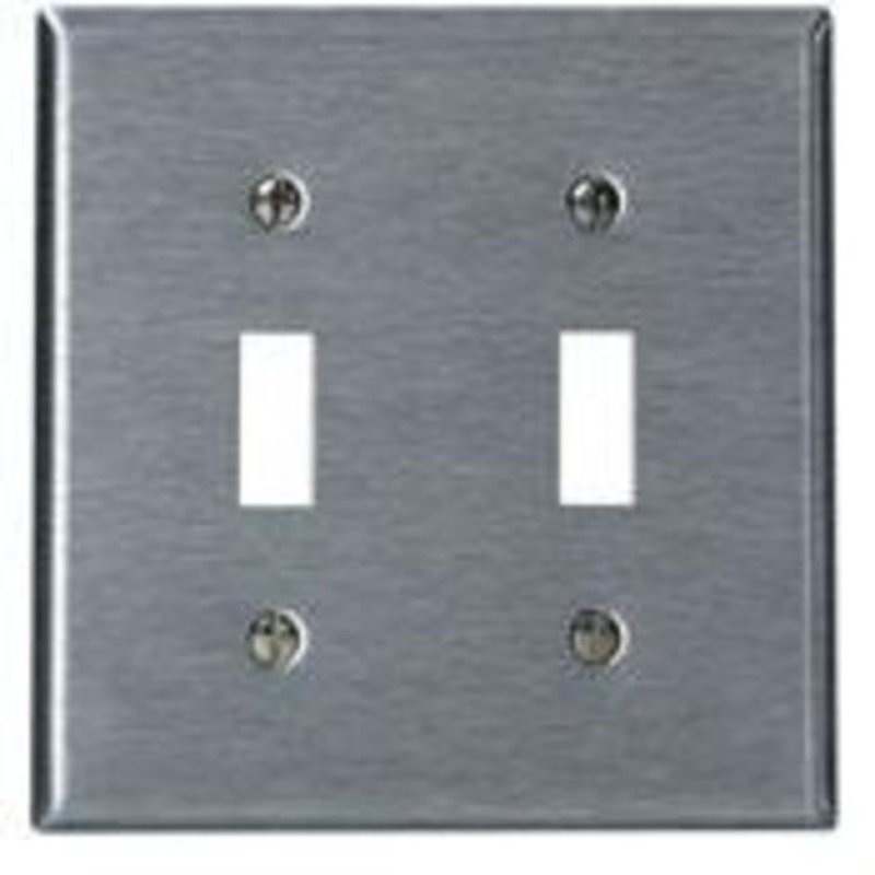 Toggle Switch Wallplate 2-Gang 302 Stainless Steel By Leviton 84009-40