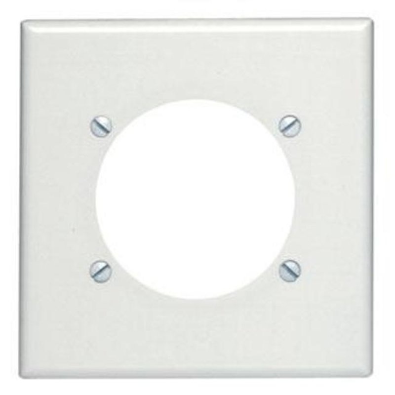 2-Gang Single Rcpt Wallplate (1) 2.465 Hole WH Thermoset By Leviton 80530-W