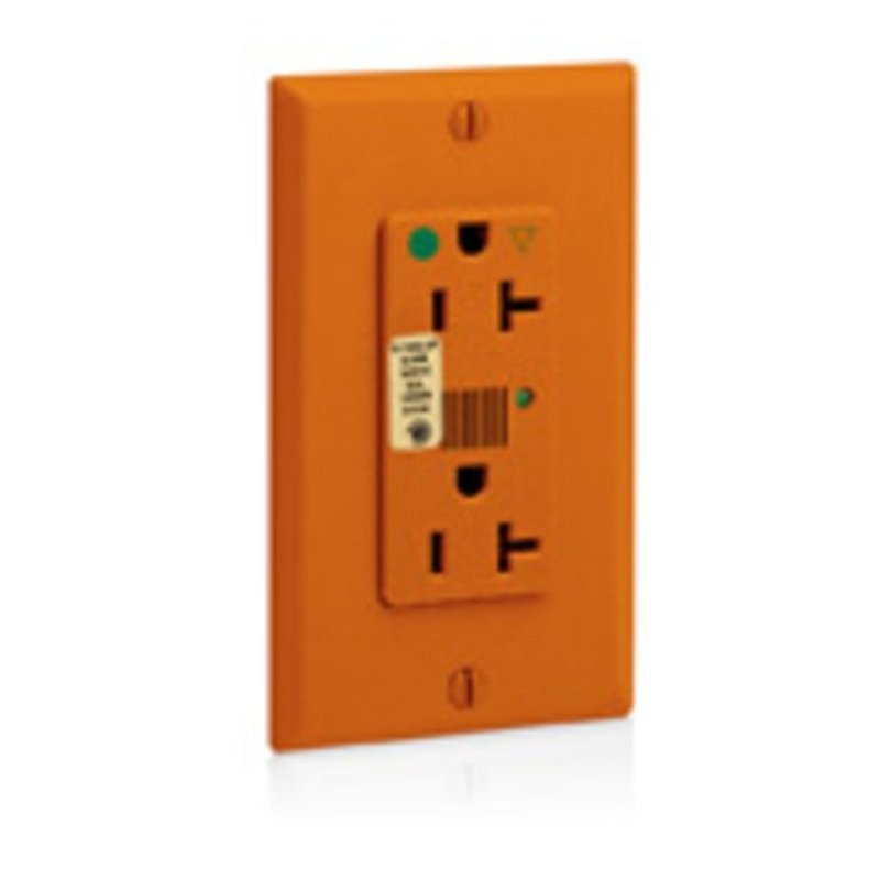 20A Hospital Grade Decora Receptacle 5-20R Orange By Leviton 8380-IGO