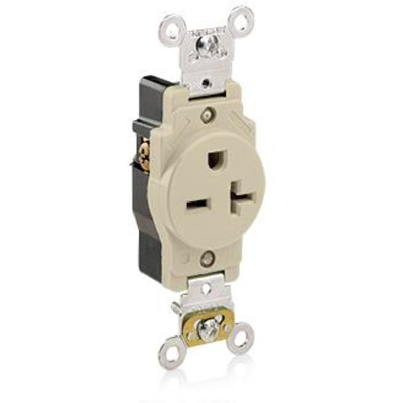 20A Industrial Grade Single Receptacle 6-20R Ivory By Leviton 5461-I