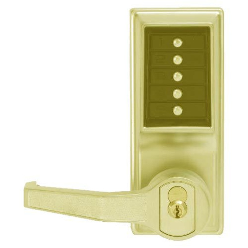 Dormakaba Simplex LR1021S-03-41 Pushbutton Lever Lock with Schlage Core Override in Bright Brass – KAL DOOR HARDWARE