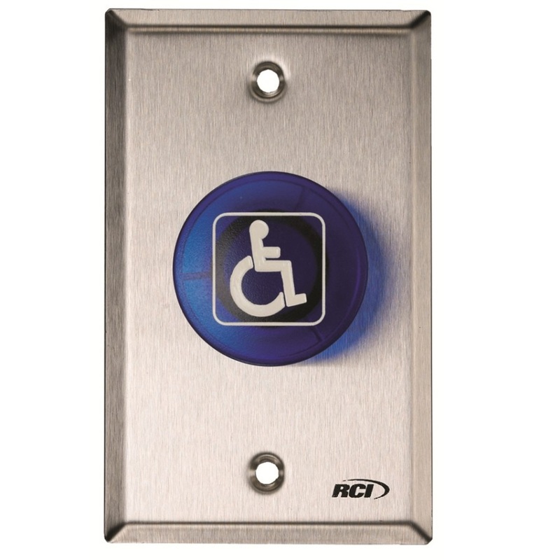 RCI 906-BH-MO Handicap Button Blue with Handicap Logo Momentary Satin Stainless Steel – KAL DOOR HARDWARE