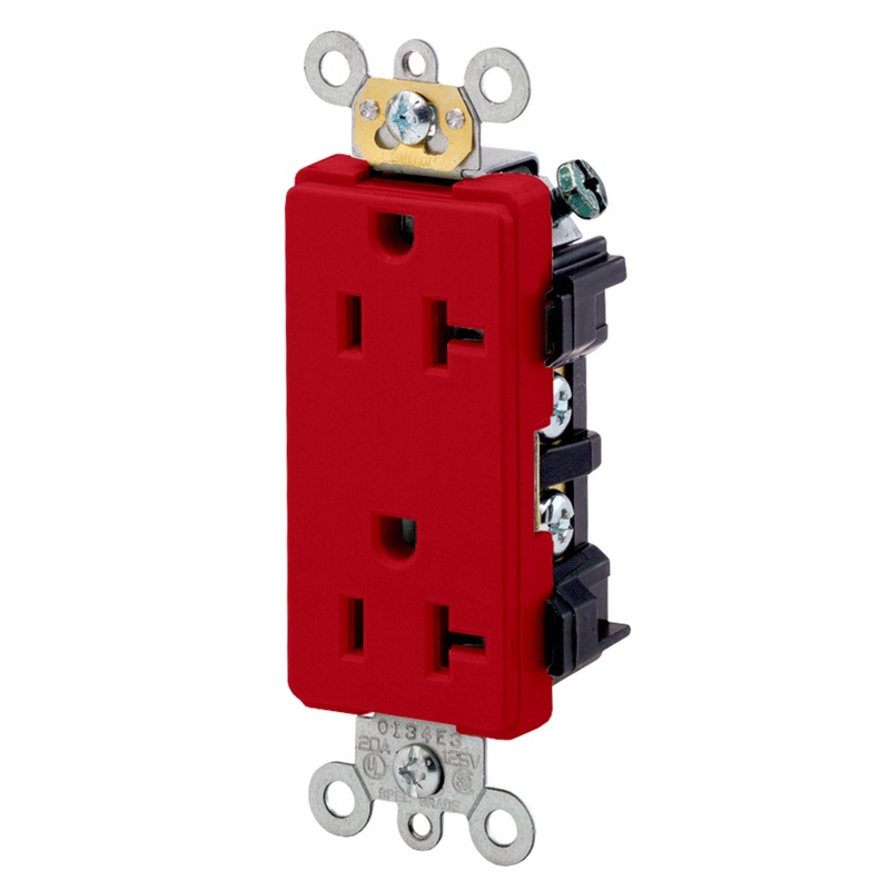 20A Commercial Grade Decora Receptacle 5-20R Red By Leviton 16352-R