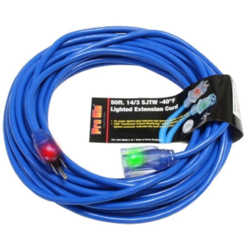 Cold Weather Extension Cord 50′ 14/3 SJTW -40F By Century Wire & Cable D17336050