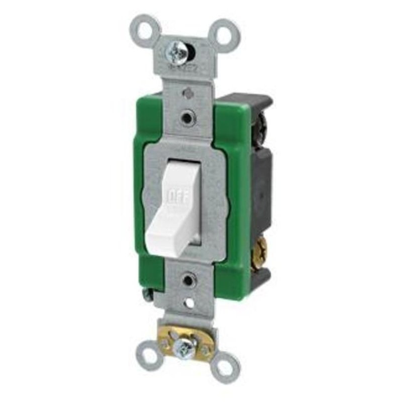 Double-Pole Toggle Switch 30A 120/277V White Specification Grade By Leviton 3032-2W