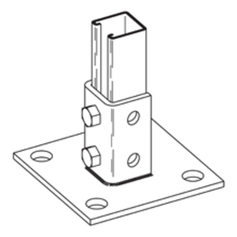 POST BASE  1 5/8 X 1 5/8 CHNL 6 X 6 X 3 1/2 BAS By Eaton B-Line B280SQZN
