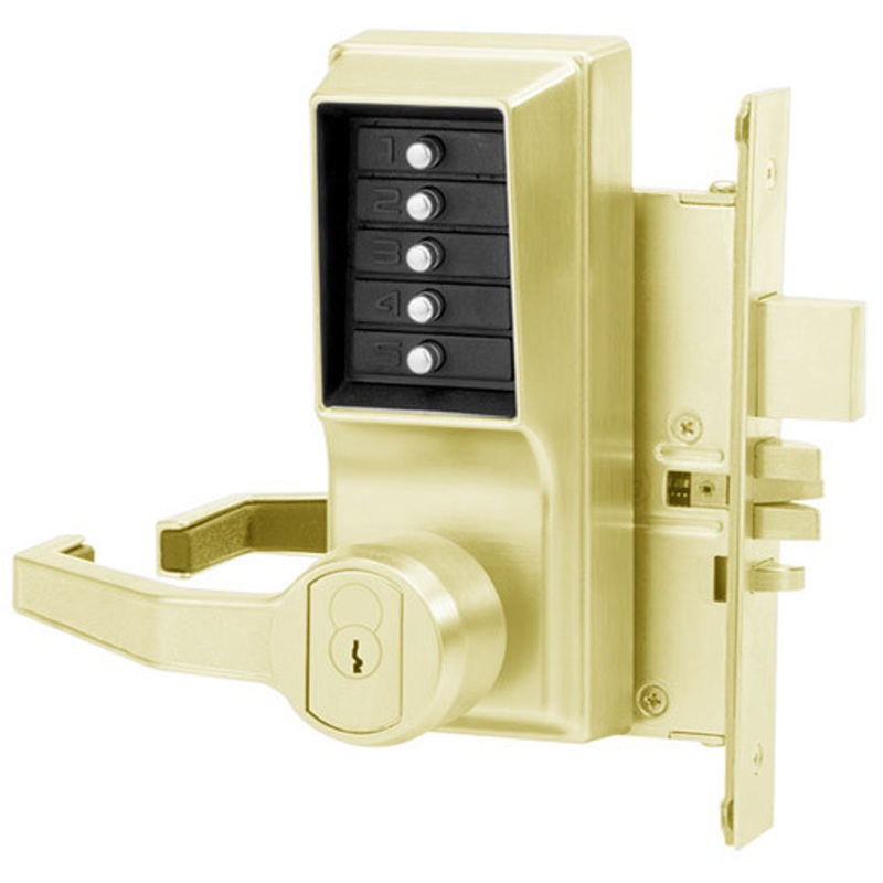 Simplex LR8146S-03-41 Pushbutton Mortise Lock with Lever Schlage Core override in Bright Brass – KAL DOOR HARDWARE