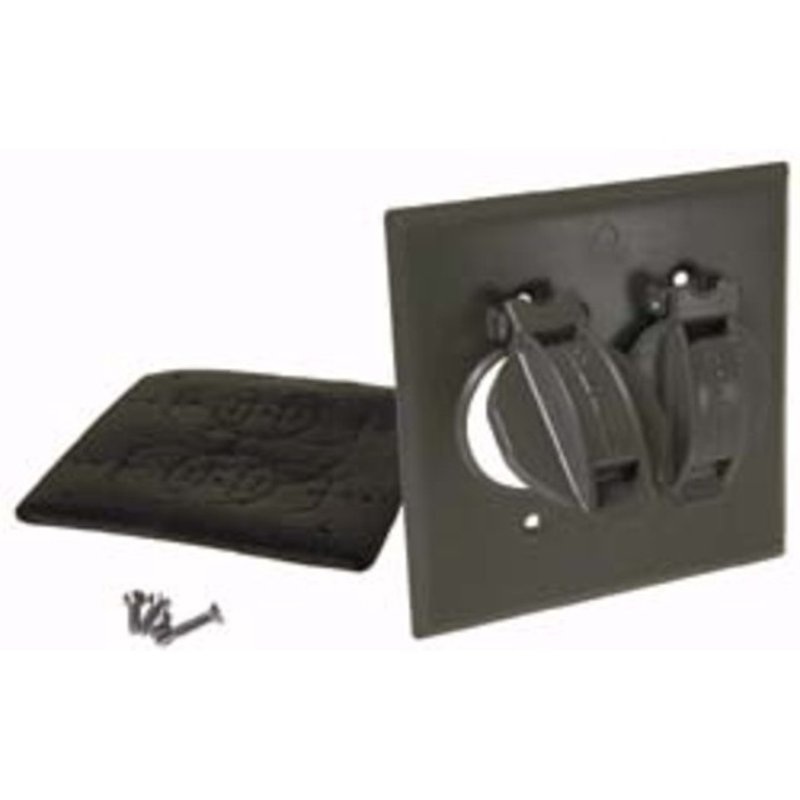 Weatherproof Cover 2-Gang (2) Single Receptacle Vertical Aluminum Gray By Hubbell-Raco 5157-0