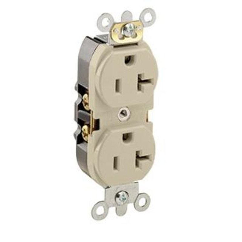 20A Industrial Grade Duplex Receptacle 5-20R Ivory By Leviton 5362-SI