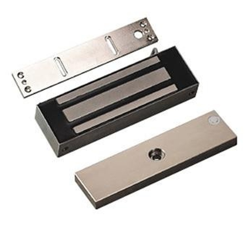 Dortronics TJ-1000 1000 Series Industrial Electromagnetic Lock 1200 LB Holding Force 12/24 VDC Surface Mounting on Inswing Doors Includes Angle Bracket and Armature Z Bracket