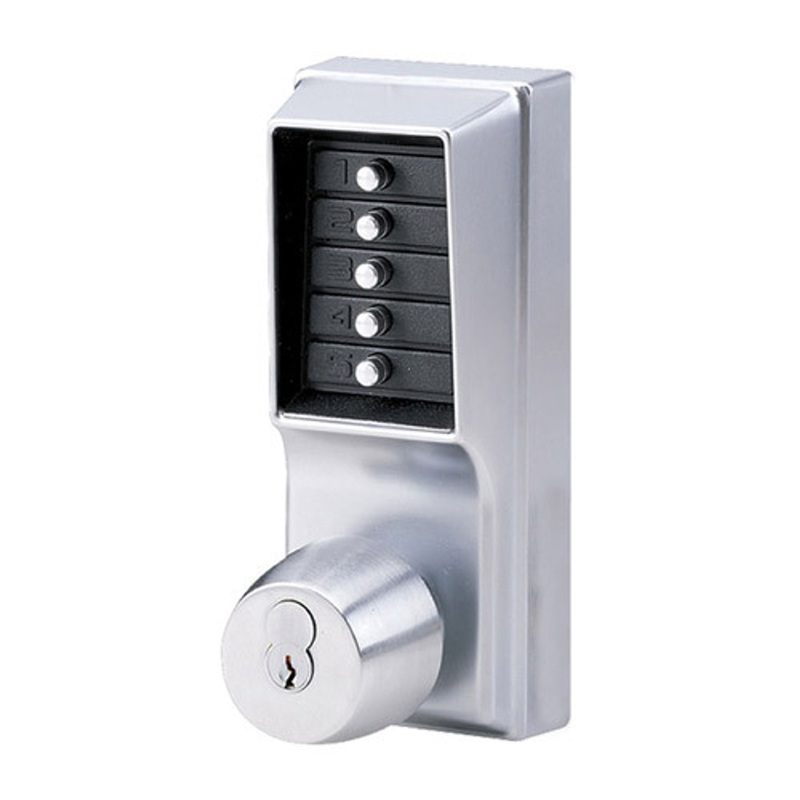 Simplex 1041M-26D-41 Pushbutton Cylindrical Lock with Knob Combination Entry Passage and Medeco Core Override in Satin Chrome – KAL DOOR HARDWARE