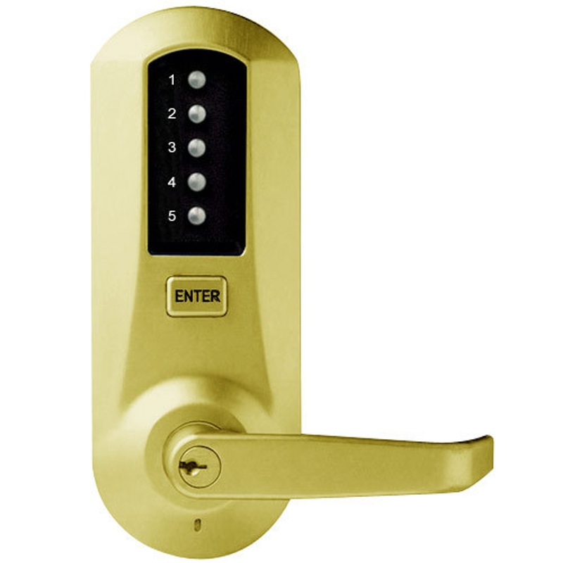Simplex 5041XKWL-03-41 Pushbutton Lever Lock with Kaba Key override in Bright Brass – KAL DOOR HARDWARE