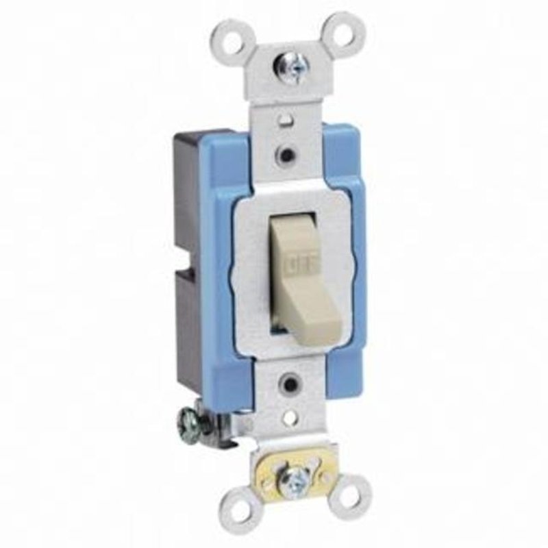 Single-Pole Toggle Switch 15A 120/277V Ivory Industrial Grade By Leviton 1201-2I