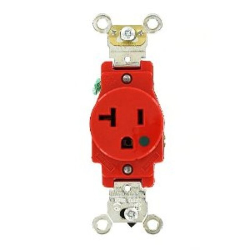 20A Hospital Grade Single Receptacle 5-20R Red By Leviton 8310-R