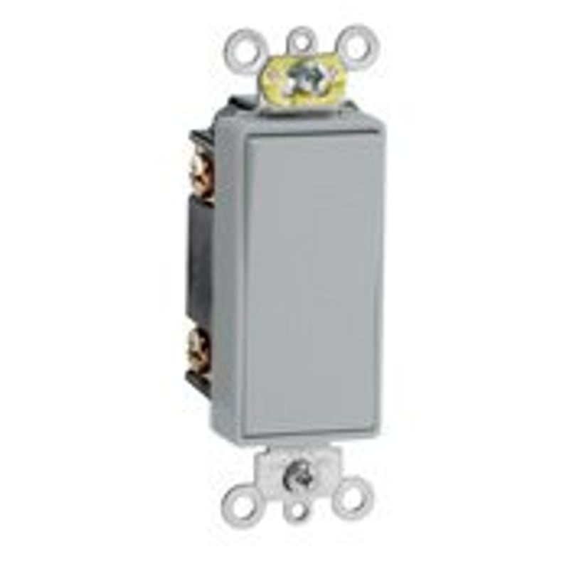 3-Way Decora Switch 15A 120/177V 1-Pole Gray Back/Side Wired By Leviton 5693-2GY
