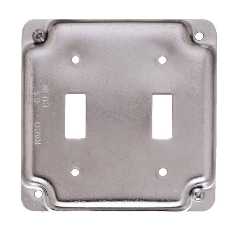 4 Square Exposed Work Cover (2) Toggle Switch 1/2 Raised Steel By Appleton 8367