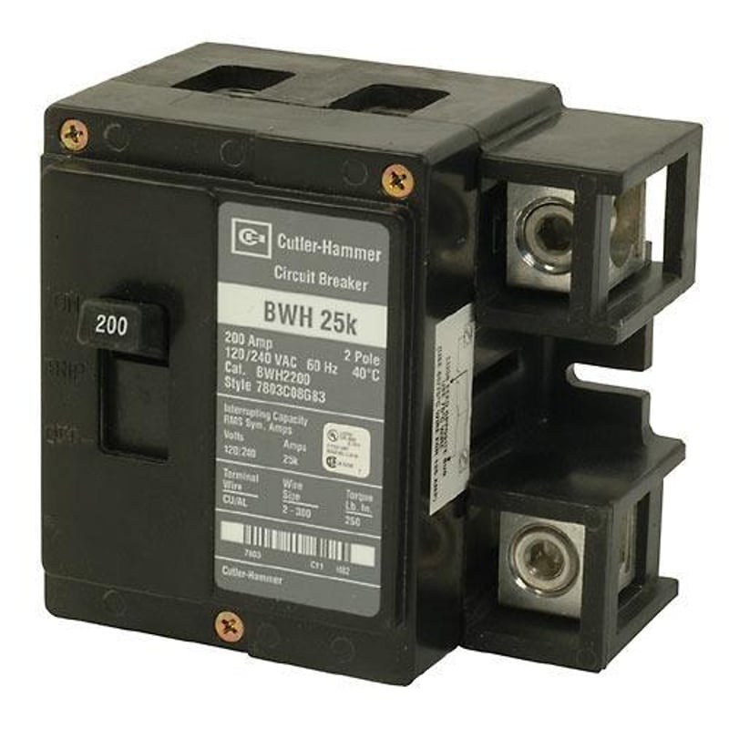 Breaker Type BW 200A 2P 120/208/240VAC 25 kAIC By Eaton BWH2200