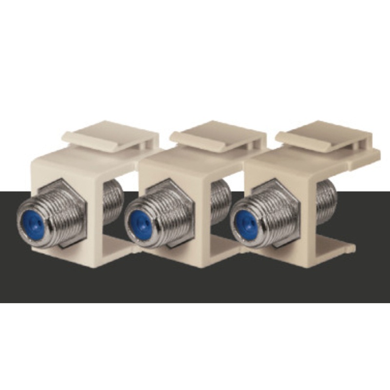 Keystone Jack with w/ 1 GHZ F-Connector Ultra White UL 10 Pack By DataComm Electronics 20-3102-UWH-10