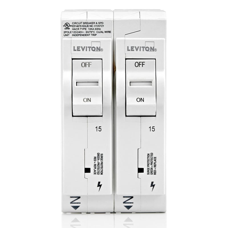 SPD (2) 1-Pole Hydraulic Magnetic Circuit Breakers 15A By Leviton Load Centers LSPD1