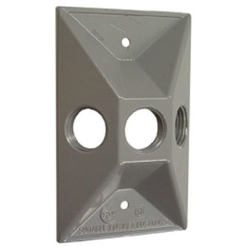 Weatherproof Cover 1-Gang (3) 1/2 Outlet Die-Cast Aluminum Gray By Hubbell-Raco 5189-0