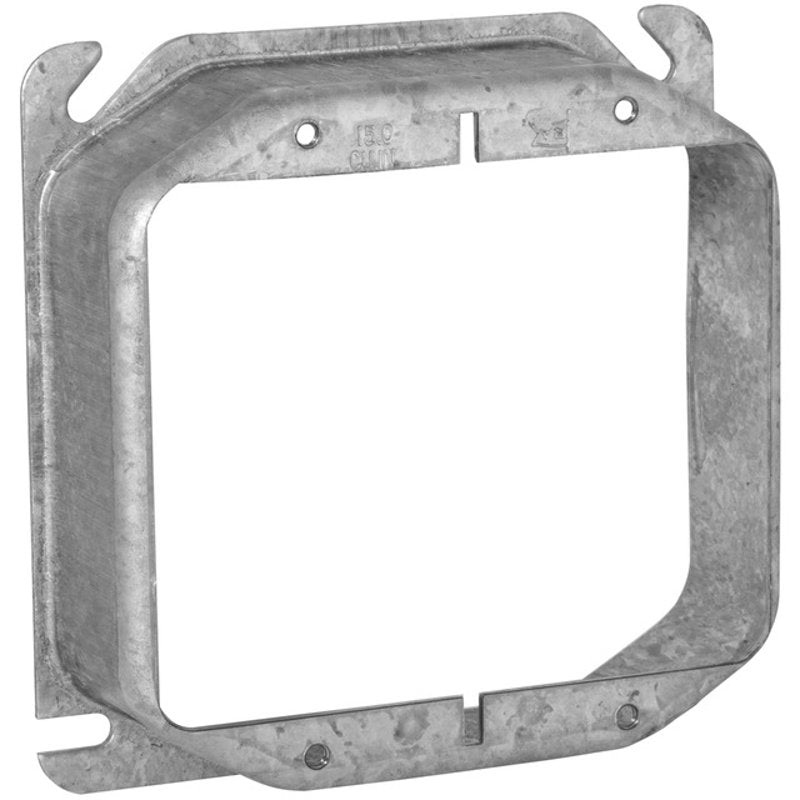 4 Square Cover 2-Device Mud Ring 1-1/4 Raised Drawn Metallic By Hubbell-Raco 781