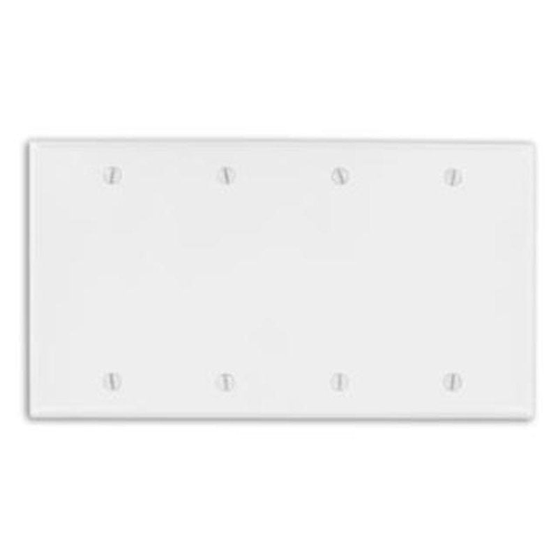 Blank Wallplate 4-Gang Thermoset White Standard Box Mount By Leviton 88064